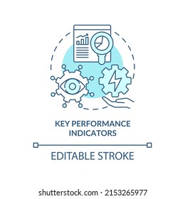 Key performance indicators turquoise concept icon. Efficient energy management abstract idea thin line illustration. Isolated outline drawing. Editable stroke. Arial, Myriad Pro-Bold fonts used