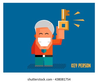 Key person. Flat vector illustration.