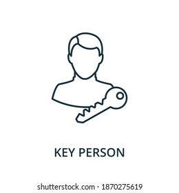 Icono de persona clave. Elemento de línea simple de la colección de administración de reputación. Icono de la persona clave rellenada para plantillas, infografías y más.