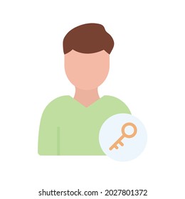 Imagen vectorial de icono de persona clave. También se puede usar para HR. Adecuado para aplicaciones móviles, aplicaciones web y medios impresos.