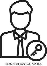 Imagen vectorial de icono de persona clave. Adecuado para aplicaciones web móviles y medios de impresión.