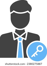 Imagen vectorial de icono de persona clave. Adecuado para aplicaciones web móviles y medios de impresión.