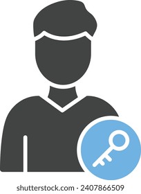 Imagen vectorial de icono de persona clave. Adecuado para aplicaciones web móviles y medios de impresión.