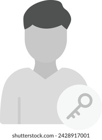 Imagen vectorial del icono de la persona clave. Adecuado para aplicaciones móviles, aplicaciones web y medios de impresión.