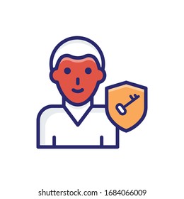 Key Person Insurance Filled Outline vector illustration icon.
