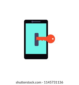 key for phone icon. Element of cyber security icon for mobile concept and web apps. Colored key for phone icon can be used for web and mobile