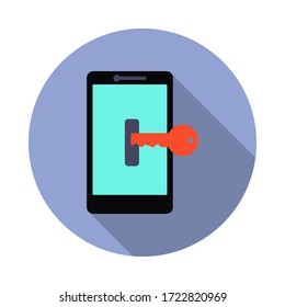 para el icono de la sombra larga del teléfono. Simple vector de color de iconos antivirus para ui y ux, sitio web o aplicación móvil