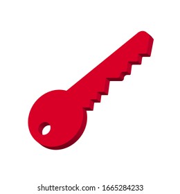 Key pink on a white background 3d, vector