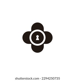 key and plus geometric symbol simple logo vector