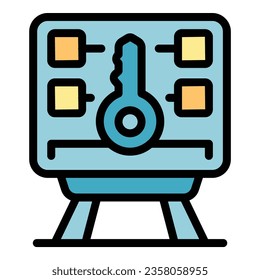 Key point board icon outline vector. Main business. Career summary color flat