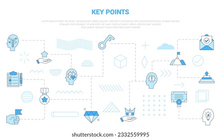 Schlüsselpunktekonzept mit Symbolset-Template-Banner mit modernem blauen Farbstil