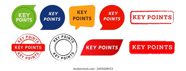key points rectangle circle stamp and speech bubble label sticker sign mark design element