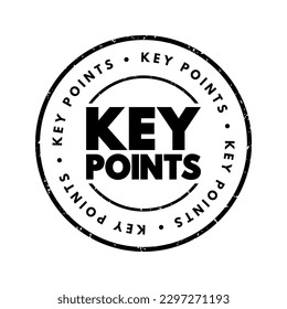 Key Points - of spoken or written text are the most important points, text concept stamp