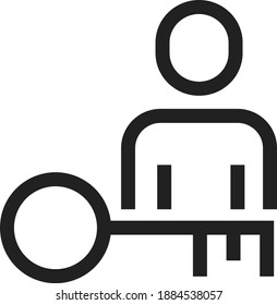 Key Position icon, a person with key icon, vector	
