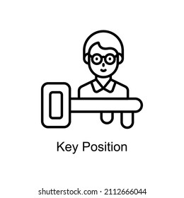 Icono de contorno del vector de posición de clave para web aislada en el archivo EPS 10 de fondo blanco