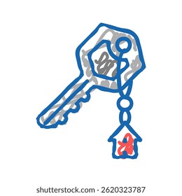 vetor de esboço do ícone do doodle da propriedade da chave. símbolo isolado da ilustração da propriedade da chave