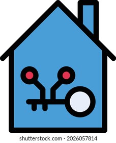 key protection vector line colour icon