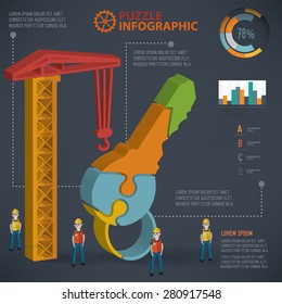 Key puzzle info graphic design,three dimension,clean vector