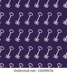 Key rainbow, antique collection. Vector silhouettes for doors Seamless pattern