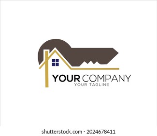 Key Real Estate logo, key and house icon combination design template vector illustration.