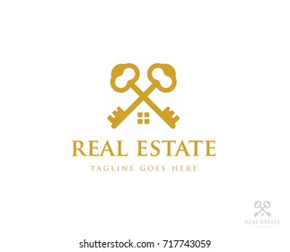 key real estate logo icon vector template