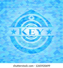 Key realistic light blue mosaic emblem