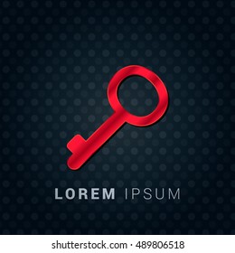 Key Red chromium precious metallic 3D Icon / Logo Design