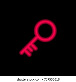 Key red glowing neon ui ux icon. Glowing sign logo vector