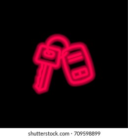 Key red glowing neon ui ux icon. Glowing sign logo vector