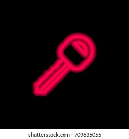 Key red glowing neon ui ux icon. Glowing sign logo vector