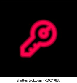 Key red glowing neon ui ux icon. Glowing sign logo vector