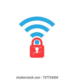 The Key Reinstallation Attack (KRACK), Wi-Fi security flaw symbol. 