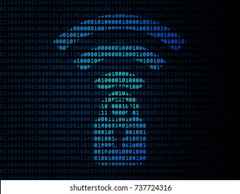 The Key Reinstallation Attack (KRACK), Wi-Fi security flaw symbol on blue binary code background.