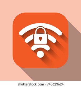 The Key Reinstallation Attack (KRACK), Wi-Fi security is serious threat for internet connection, Cyber Security concept icon with long shadows