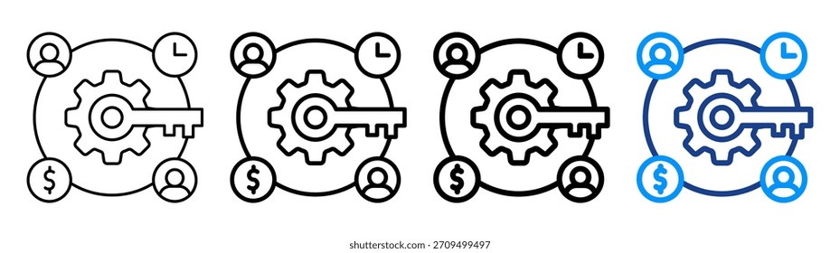 Key Resource Icon Different Outline Collection Set