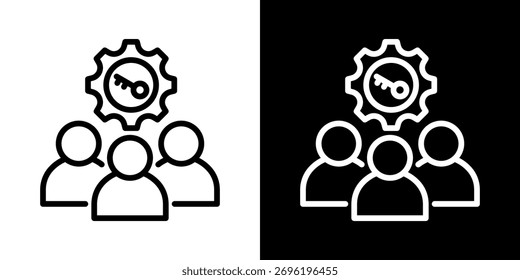 Icono de recursos clave de la línea de estilo blanco y negro