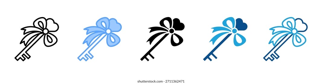 Key Ribbon icon set multiple style collection