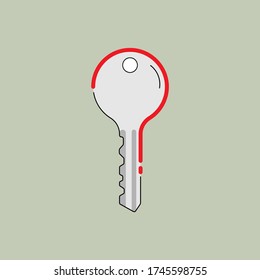 Key to the riddle. Key shape imply to question mark as a gimmick. Solve the problem. Vector illustraion outline flat design style.