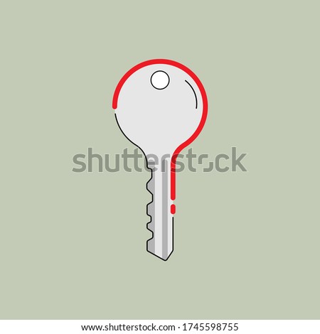 Key to the riddle. Key shape imply to question mark as a gimmick. Solve the problem. Vector illustraion outline flat design style.