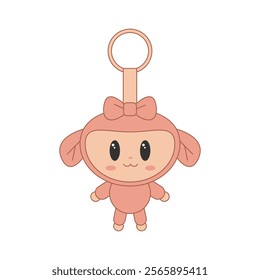 Key ring with cartoon magic animal. Flat vector illustration isolated on white background.