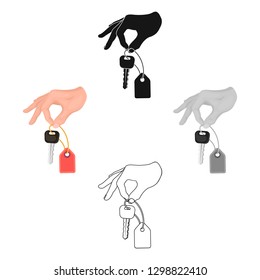 Key with a key ring in his hand. E-commerce single icon in cartoon style vector symbol stock illustration web.