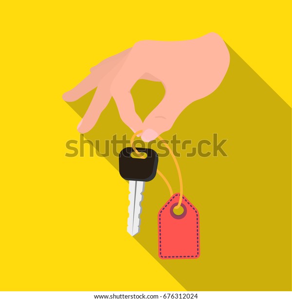 Key with a key ring\
in his hand. E-commerce single icon in flat style vector symbol\
stock illustration web.