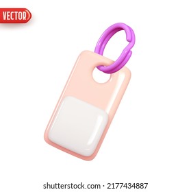 Anillo de llaves. Panel de alarma de anillo de llaves. Elemento de diseño 3d realista Al estilo de las caricaturas plásticas. Icono aislado en fondo blanco. Ilustración del vector