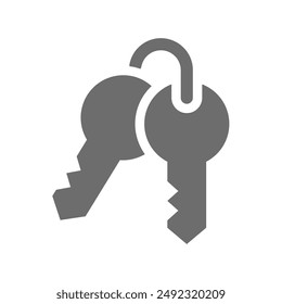 Key ring or keys vector icon. Keyring chain set symbol.