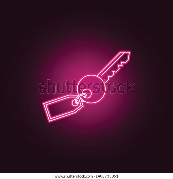 key with\
a key ring neon icon. Elements of turizm set. Simple icon for\
websites, web design, mobile app, info\
graphics