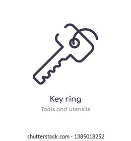 Key Ring Outline Icon. Isolated Line Vector Illustration From Tools And Utensils Collection. Editable Thin Stroke Key Ring Icon On White Background