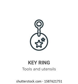 Key ring outline vector icon. Thin line black key ring icon, flat vector simple element illustration from editable tools and utensils concept isolated on white background