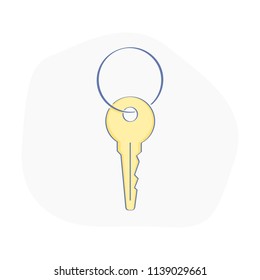 Key with ring, Protection or Secure icon, concept of Privacy, Secret, Lock, Safety, Mystery, Security,  the key to the puzzle concept. Flat outline isolated vector illustration on white background.