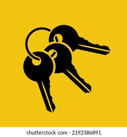 Clave con señal de anillo. Icono negro aislado en el fondo, silueta. Diseño plano de ilustración vectorial.