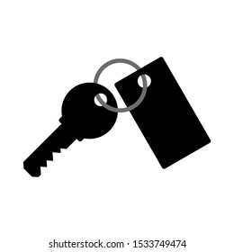 key with key ring and tag isolated on white background. vector illustration